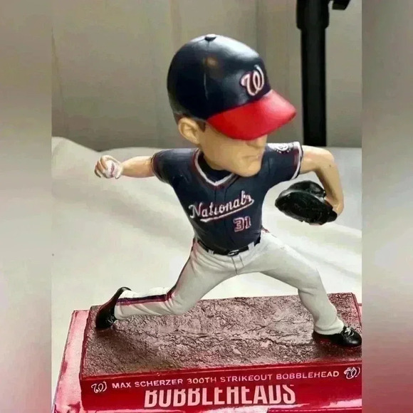 NWT -  2019 Max Scherzer 300 Strikeouts Bobblehead Washington Nationals - Picture 1 of 13
